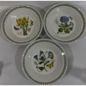 3 PORTMEIRION BOTANIC GARDEN 8 1/2" Rimmed Soup/Pasta Bowls Assorted